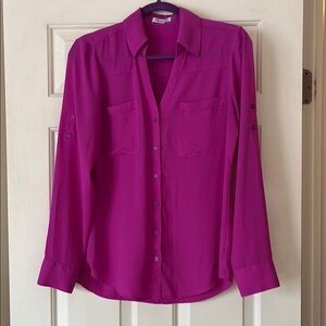 Express Portofino Women's Vibrant Pink Button-Down Shirt